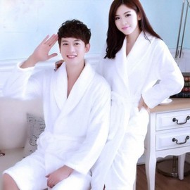 Hotel shower gown with thick and cozy pockets waist strap for men