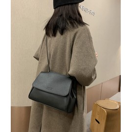 Women's Shoulder Bag, Korean Like Shoulder Bag, Simple, Square, Smaller, Mini Shoulder, Synthetic Leather (Black)