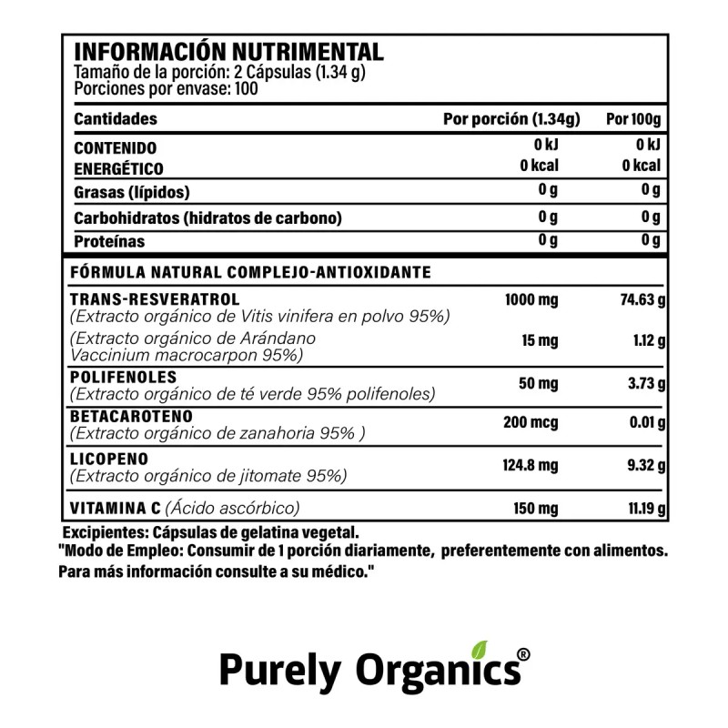 Resveratrol Gold 200 Cápsulas Suplemento Antioxidante Transresveratrol Complejo Antioxidantes Polifenoles
