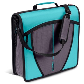 Case-it Mighty Zip Tab School Zipper Binder | 3-Inch O-Rings, 600-Sheet Capacity, 5-Subject Expanding File Folder, Multiple Pockets & Storage Organizer, Shoulder Strap | D-146 Spearmint