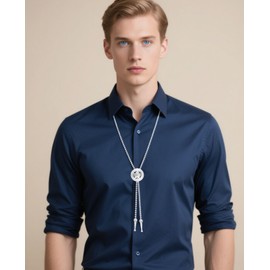 PEARLY JUN Bolo Tie for Women Men Rhinestone Cowboy Cord Western Fashion Festival Gifts Country Concert Decoration Accessory (Silver round star)