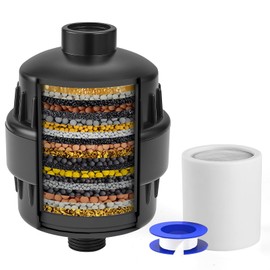 BESy HEAVY DUTY Filter for Hard Water High Output Shower Filtered Universal Multi-Stage Shower Head Filters for Removing Chlorine Improves The Condition of Your Skin Hair and Nails Matte Black