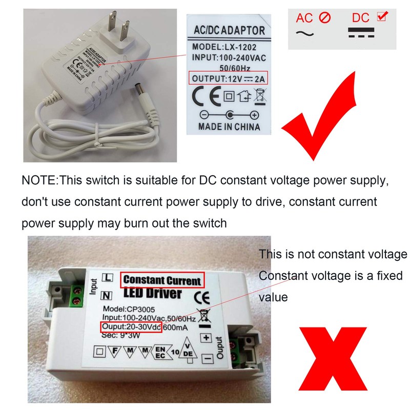 IKSACE 12V LED Touch Dimmer Switch On/Off Stepless Dimming Switchs