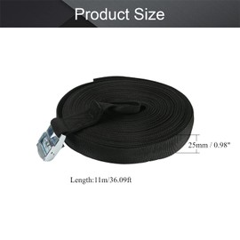 MroMax 0.98" x 36.09ft Lashing Straps Polypropylene Cam Buckle Lashing Straps 112lbs Load Cargo Tie Down Strap for Moving Cargo Black 1Pc