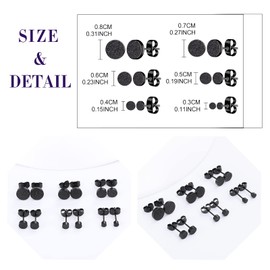 Feilok 6 Pairs Unisex Men's Stud Earrings Stainless Steel Women's Earrings Unisex Stud Earrings Set Ear Jewellery Cartilage Hoop Piercing Ear Piercing for Women Men 3/4/5/6/7/8 mm, Stainless Steel