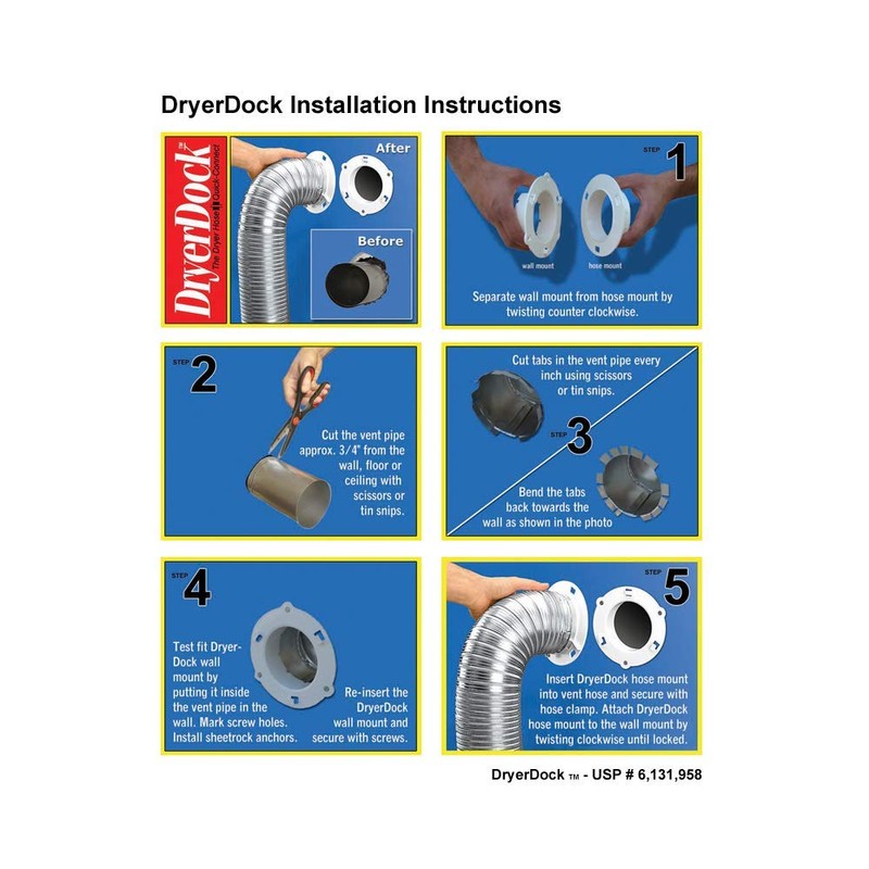 Dryer Dock Dryer Vent 6" for 4" Tubes, White