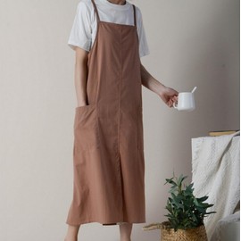 Simple Cafe Barista Kitchen Workshop Apron Plain Gray 10ea