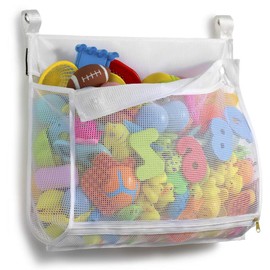 Bath Toy Storage Bag, Bath Toy Hanging Organiser Bag, Bath Toy Mesh Bag, Storage and Sorting of Toys, Ideal for Baths (White)