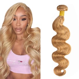 34 inch AuokMar Honey Blonde Bundles 27 Body Wave Bundles Huma Hair Double Weft Soft Real 27 Blonde1 Bundle Human Hair Extensions 100g