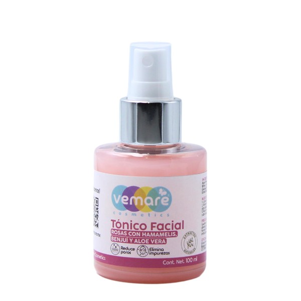 Vemare Cosmetics Tónico Facial Rosas Con Hamamelis, Benjuí Y Aloe