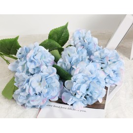 ICBOX 6pcs 28in Blue Hydrangea Artificial Silk Flowers for Tall Vase Long Stem Big Fake Hydrangea Flowers Lifelike Faux Hydrangea for Wedding Baby Shower Party Home Table Centerpiece Decoration (Blue)