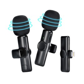 CINTYP Pin Microphone, Wireless, 2 People Can Use Simultaneously, Clip Type, Lavalier Microphone, Instant Connection, 360° Recording, Noise Reduction, For Recording, Mini Microphone, Automatic Sync,