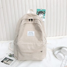 Women Girls Backpack Vintage Corduroy Backpack Purse Light-weight Daypack School Shoulder Bag