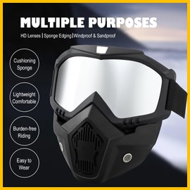 immoono Motorcycle Goggles with Removable Full Face Mask Riding Glasses, Gold