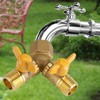 G1/2 Brass Garden Irrigation 2 Way Double Tap Hose Adapter