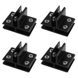 INCREWAY 4PCS Adjustable T Shape 3 Sides Aluminum Alloy Glass Shelf Support Bracket, Glass Clip Clamp Holder for 6-8mm Thickness, Black