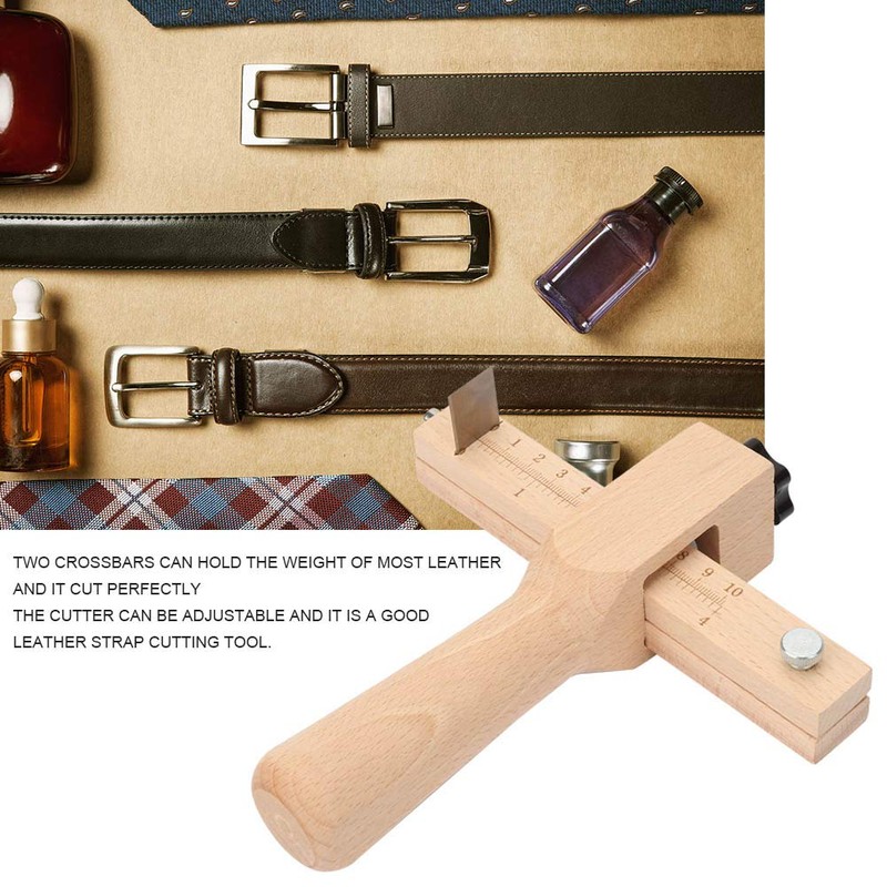 Leather Band Cutting Tool Adjustable Wooden Hand Leather Craft Accessories