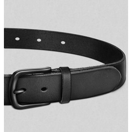 BULLIANT Men belt, Grain Leather Belt For Men Dress Casual Jeans 1 3/8(Black,38"-40" Waist Adjustable)