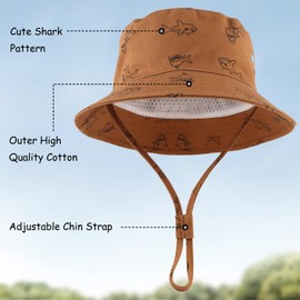 Toddler Boy Sun Hat Summer Baby Bucket Hat Infant Boys Beach Cap UPF 50+ Kids Sun Protection Hat (44cm, 2PCS-B)