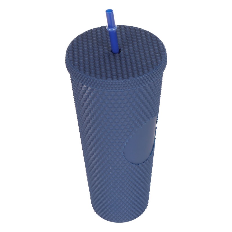 Coffee Tumbler with Lid and Straw Matte Dark Blue Double