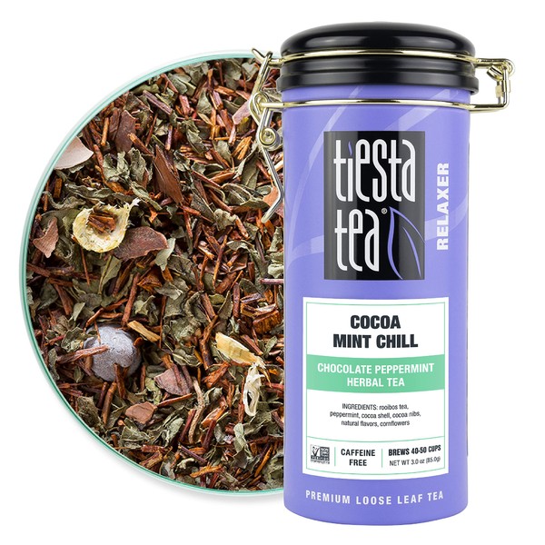 Tiesta Tea - Cocoa Mint Chill | Chocolate Peppermint Herbal Tea | Loose Leaf Tea | Up to 50 Cups | Make Hot or Iced | Non-Caffeinated | 3 Ounce Refillable Tin