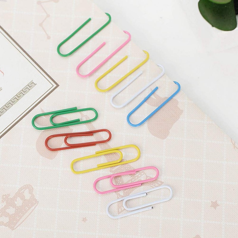 Coloured Paper Clips, 100 Pcs Paper Clamps for Office Stationery