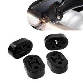 Polcatay 4 PCS Exhaust Hanger, 2 Holes Adjustable Muffler Hanger, Silent Shock Absorption Rubber Insulator High-density Bushing Mount, for Most Cars Tail Pipe Hook Repair Accessories (Black)