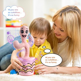 Dancing Cactus Baby Toys 6 to 12 Months, Talking Cactus Toys Repeats What You Say Baby Toys 12-18 Month Boys Girls, Dancing Cactus Mimicking Toy with LED 120 Pcs Songs, Sing Talking Musical Toy