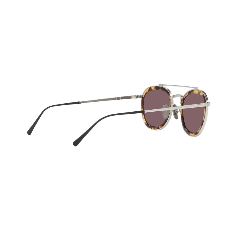 Persol PO5008ST Aviator Sunglasses, Silver/Dark Violet Polarized, 51 mm