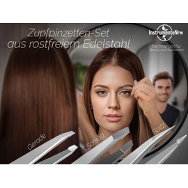 Solingen Professional Slicker Tweezers Set 3-Piece Pointed Straight Oblique Precise Hair Plucking Tweezers Made in Germany Solinger Eyebrow Tweezers Made of Stainless Steel for Plucking Hair