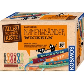 Kosmos 604455 AllesKönnerKiste Name Ribbons, Design Colourful Friendship Bracelets with Noctilucent Yarn, DIY Craft Set for Girls and Boys from 8 Years, Complete Set for Bracelets