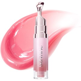 SKINTIFIC Serum Labial Nueva Versión con Polipéptidos y Escualano – Gloss Hidratante con Vitamina C, Brillo Espejo, 6 Tonos Vibrantes, Aroma Natural y Sutil, No Pegajoso, 6.5ml(01 Rosa Bebé)