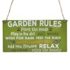 Second Ave Funny Garden Rules Relax Wooden Hanging Rectangle Home