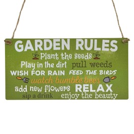 Second Ave Funny Garden Rules Relax Wooden Hanging Rectangle Home Garden Sign Plaque