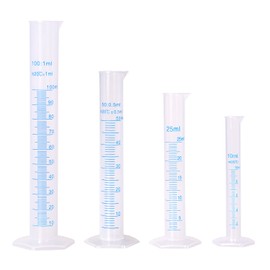 Euvoym 4 Size Blue Line Measuring Graduated Cylinder Graduated Cylinder Beaker Transparent Lab Test Tube Liquid Measuring Tools, 10ml 25ml 50ml 100ml
