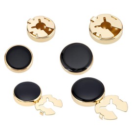 CRAFTYMELODY 4Pcs 2 Size Button Covers for Men's Shirts Flat Round Brass Gold Cufflinks Cuffs Shirt Cufflinks Findings for Apparel Accessories for Formal Business Wedding Tuxedo