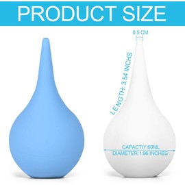 2 Pack Ear Syringe 2oz / 60ml Hand Bulb Syringe Ear Washing Squeeze Bulb, Rubber Squeeze Bulb Ear Syringe Ball Laboratory Tool