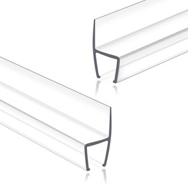 Frameless Shower Door Seal Strip 2 Pack x 78 Inch H For 3/8" Thick Glass Shower Door Side Seal Strip Bottom Seal Door Sweep Ultra Clear Polycarbonate, Stop Shower Leaks Create A Water Barrier