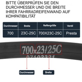 RUTU 700c Bicycle Inner Tube for 700x23-25c 28 Inch Bicycle Inner Tube for Road Bike, Gravel Bike, Mountain Bike, Cruiser Bike, Butyl Rubber Tubes, Presta Valve 48mm FV48, Pack of 2