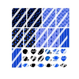 Sports Football Blue & Black Nail Art Decals - Waterslide Nail Decals