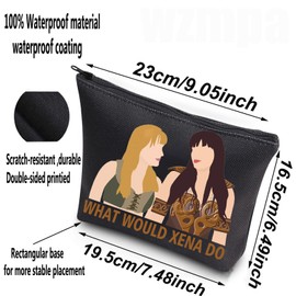 WZMPA Xena - Bolsa de cosméticos de princesa Gabrielle, regalo para los fans de What Will Xena Do Maquillaje con cierre, bolsa Xena Merchandise, XENA DO-BL, Bolsa de cosméticos