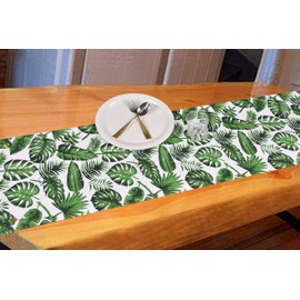 Urban Villa Table Runner Tropical Print 100% Cotton Twill Weave Fused Table Runner 14''x72'' Over Sized Multi Color Table Runner Heavier Quality
