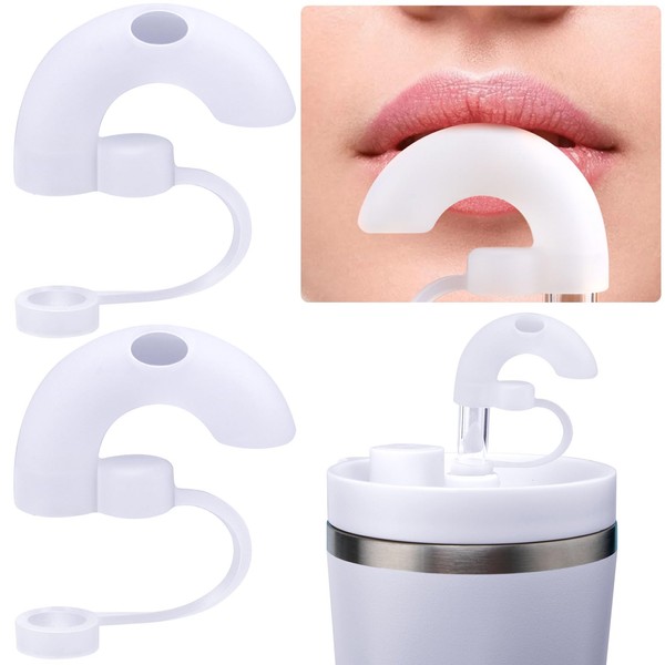 SmallCat 2pcs Anti Wrinkle Straw Covers, Reusable Silicone Straw Topper