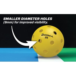 BOOMA 26 Pickleball Indoor Balls | USAPA Approved for Tournament and Competitions | 26 Precise Round Holes | Premium Quality | Pack of 6 Interior Pickleballs (Yellow)