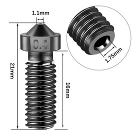 iMetrx 20pcs Volcano Nozzle (0.4MM-0.6mm-0.8mm-1.0mm), Hardened Steel+Brass M6 Hardened Steel Printhead for J-Head Hotend Extruder Parts, Compatible Artillery Sidewinder 3D Printer