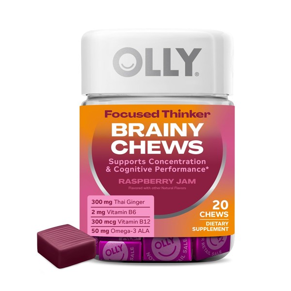 OLLY Focused Thinker Brainy Chews, Omega-3 ALA, Vitamins B6 &