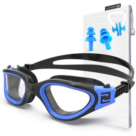 ZABERT Swimming Goggles, W1 Swimming Goggles for Men Women - Professional Swimming Goggles Anti-Fog UV400 Protection Strength - Clear Lens for Competition Triathlon Swimming Pool - Black Blue Clear