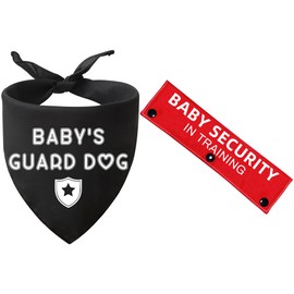 Advivio 2 Pieces Black Baby's Guard Dog Dog Scarf Bandana with Red Baby Security in Training Dog Leash Wrap, Pet Birthday Gift and Dog Lovers Owner