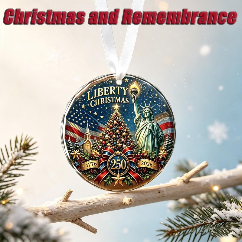 Liberty Christmas Glass Christmas Ornament 2026, America 250th Anniversary