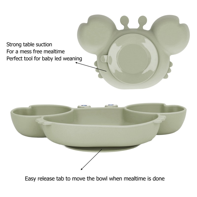 3pcs Toddler Divided Plate Set Silicone Baby Suction Plate Anti